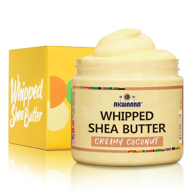AKWAABA Whipped Shea Butter (Creamy Coconut) – Nourishes & Moisturizes | Made with Shea Butter | No Dyes & Parabens | 12 oz / 340 g