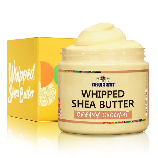 AKWAABA Whipped Shea Butter (Creamy Coconut) – Nourishes & Moisturizes | Made with Shea Butter | No Dyes & Parabens | 12 oz / 340 g