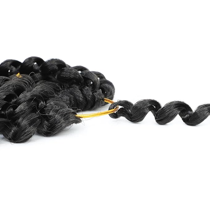 132 strands Passion Twist Hair Water Wave Black Color Curly Crochet Braids For Bomb Twists Goddess locs 18inch Long Bohemian Curl Synthetic Braiding Hair Extensions (18inch, 1B)