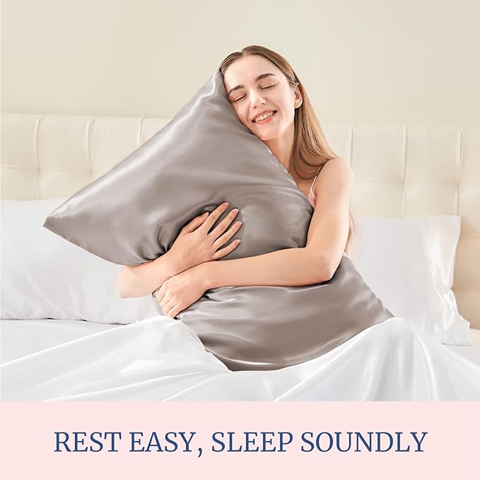 BEDELITE Satin Pillowcase for Hair and Skin, Super Soft and Cooling Similar to Silk Pillow Cases 2 Pack with Envelope Closure, Gift for Women Men(20"x40" King Size, Rose Taupe)