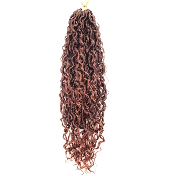 8Packs Goddess Locs Crochet Hair 18Inch Boho Faux Locs,Crochet Loc With Curly Ends River Hippie Bohemian Loc Crochet Hair for Black Women(T4/30, 18inch(Pack of 8))