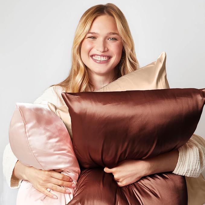 Kitsch Satin Pillowcase, Softer Than Silk Pillow Cases King, Cooling Pillow Covers, Satin Pillowcase with Zipper for Hair, Skin & Quality Sleep, Wrinkle-Free & Smooth, King Size 19"x36", Blush