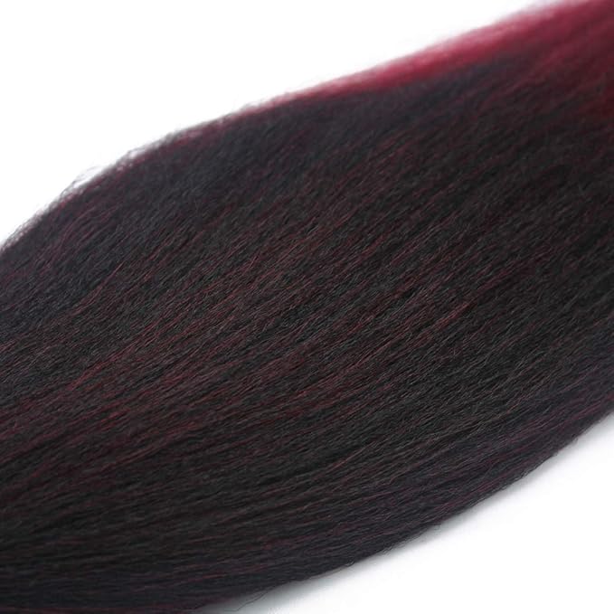 Dorsanee Ombre Burgundy Braiding Hair Pre Stretched 20 Inch 6 Packs Braiding Hair Extensions for Crochet Box Braids Twists Locs Hair Itch Free Soft Yaki Texture Hot Water Setting (20inch,#1B/Bug)
