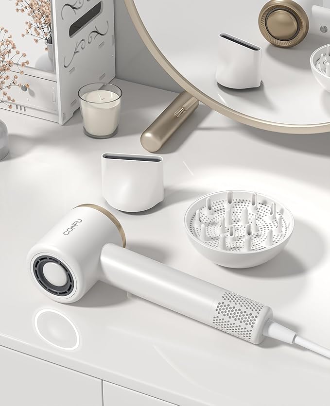 CONFU Blow Dryer with Diffuser, 1400W Hair Dryer with Diffuser and Concentrator, Speed Hairdryer for Fast Drying, Frizz Control, Lightweight for Home, Travel