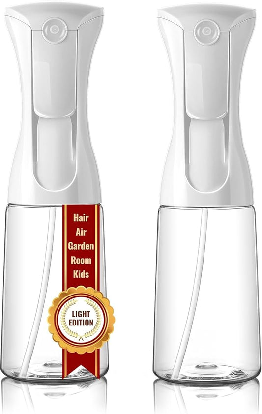 Mistifi Continuous Ultra Fine Mist Spray Bottle (200ml 2Pcs, Transparent bottle)