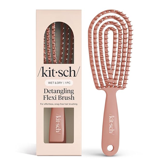 Kitsch Detangler Brush – Flexible Curly Hair Brush for Women, Men & Kids | Detangling Hairbrush with Bendable Frame and Ultra-Smooth Bristles for Wet or Dry Strands - Terracotta