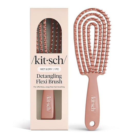 Kitsch Detangler Brush – Flexible Curly Hair Brush for Women, Men & Kids | Detangling Hairbrush with Bendable Frame and Ultra-Smooth Bristles for Wet or Dry Strands - Terracotta