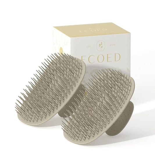 2 PC Scalp Massager Shampoo Brush, Scalp Scrubber & Exfoliator for Dandruff Removal, Wet & Dry Hair and Detangler for Men and Women, Suitable for Short Medium Hair (Natural)