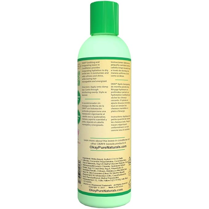 OKAY Peppermint Soothing & Invigorating Leave-in Conditioner, 8 Ounce