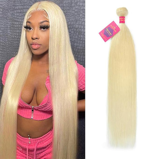 613 Bundle Human Hair 30 Inch Straight Blonde 1 Bundle Human Hair 14A Grade 100% Unprocessed Brazilian Virgin 613 Straight 1 Bundle
