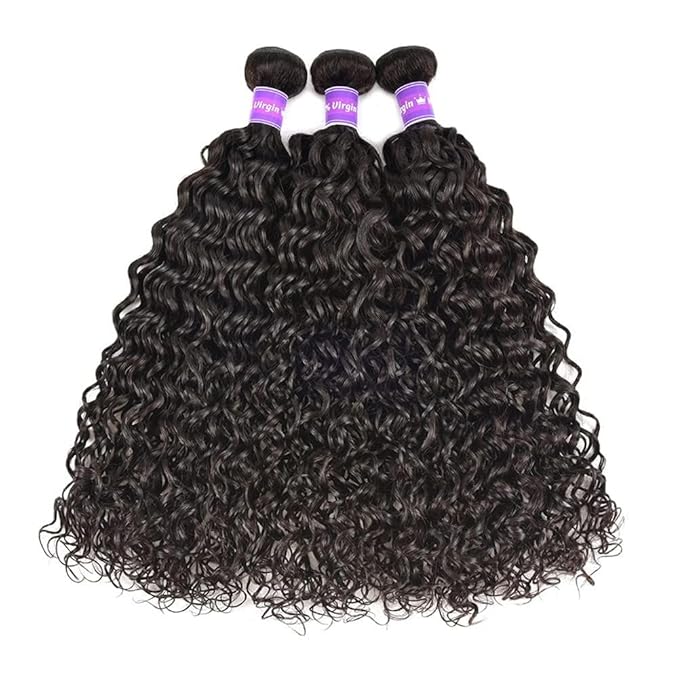 14A Grade Water Wave 3 Bundles Burmese Curly 3 Bundles Human Hair 16 18 20 Inch 100% Unprocessed Brazilian Virgin Human Hair Bundles Natural Black