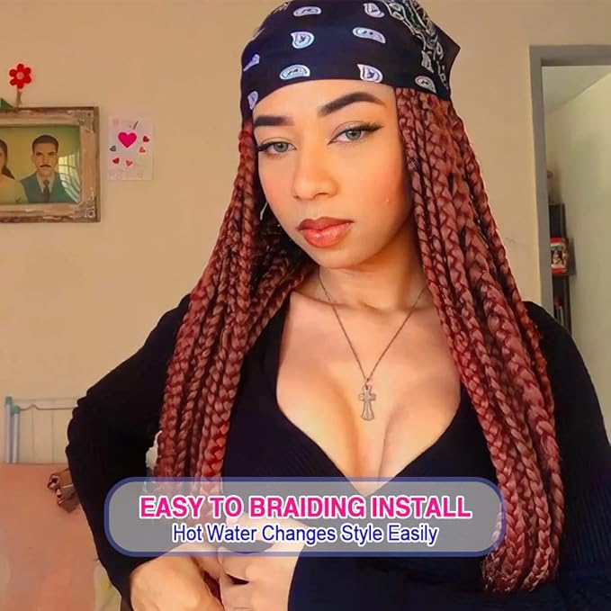 8 Pack Ombre Braiding Hair Pre Stretched - 16" 55G/Pack Premium Pre Stretched Braiding Hair Extensions, Professional Itch Free Hot Water Setting Perm Yaki Texture Prestretched Hair(#350)