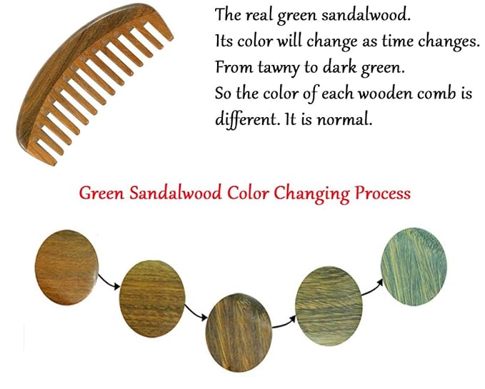 Louise Maelys Wooden Wide Tooth Comb for Curly Hair Anti-Static Sandalwood Hair Combs for Adults and Kids