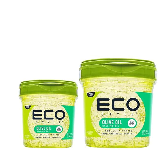 Eco Style Gel Olive Oil Styling 8oz & 16oz bundle - Adds Shine and Tames Split Ends - Delivers Moisture to Scalp - Nourishes And Repairs - Provides Weightless and Superior Hold