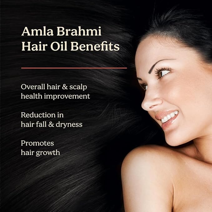 Life & Pursuits Amla Brahmi Oil for Healthy Hair & Scalp - 6.8 Oz Natural, Indian Ayurveda Blend with Coconut, Castor, Sesame, Triphala, Gotukola