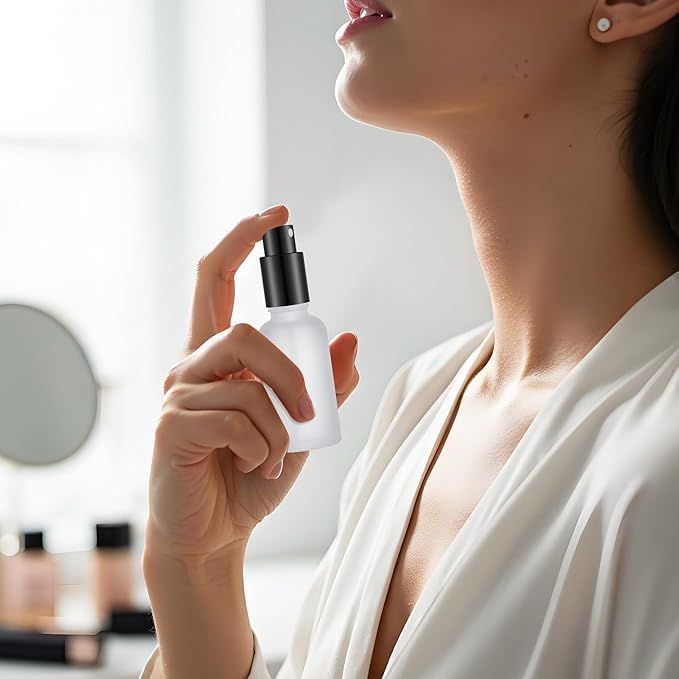 Roshtia 30 Pcs 1 oz/ 30 ml Black Glass Spray Bottle Refillable Perfume Atomizer Clear Decorative Empty Bottles with Fine Mist Sprayer Pump for Face Body Travel