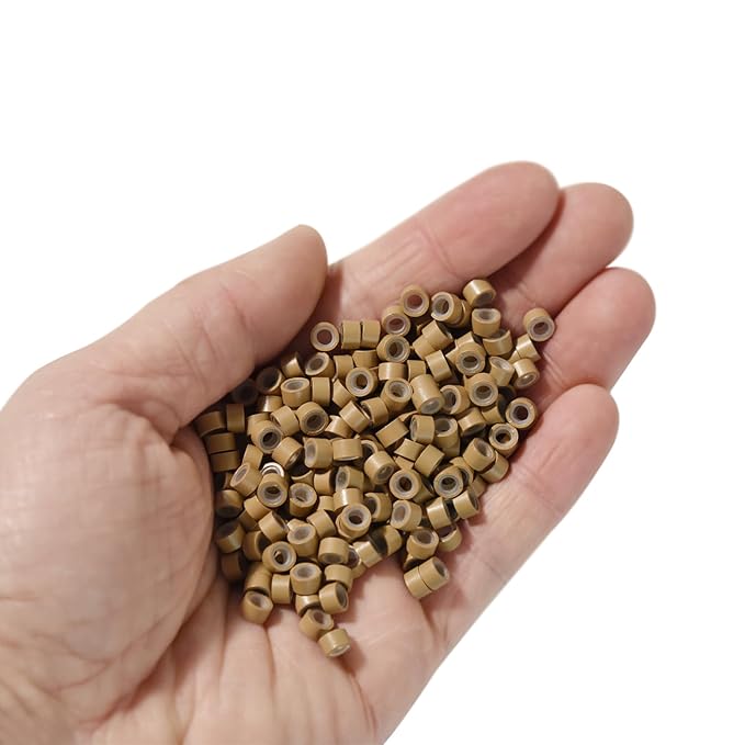 1000 Pcs 5.0 mm Silicone Lined Micro Links Rings Hair Extensions Beads Silicone Lined Beads for Human Hair Extensions and Feather Extensions (Dark Blonde)