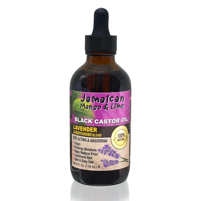 Jamaican Mango & Lime Black Castor Oil – Hair & Scalp Oil for Locs, Braids, Twists & Natural Hair – Strengthens, Moisturizes & Promotes Hair Growth (4oz (Pack of 1), Lavender)
