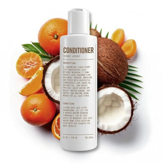 Blu Atlas Men's Natural Conditioner – Organic, Sulfate-Free, Paraben-Free – Deep Moisturizing & Scalp Soothing – Coconut Apricot Scent – Made in America – 8 oz