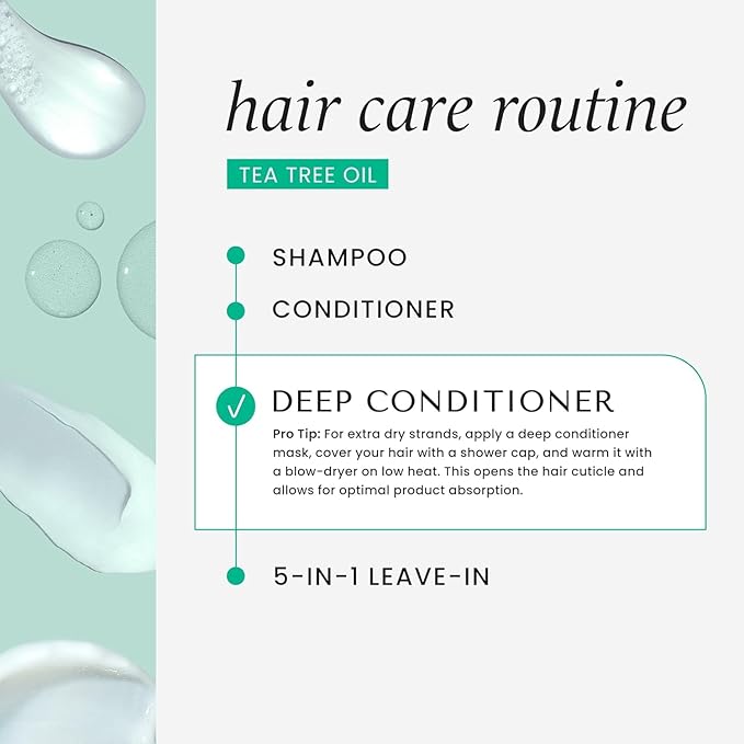 HASK Invigorating TEA TREE OIL 5-in-1 Leave In Conditioner Duo (6oz-Qty 2) & Deep Conditioner Packette, Aluminum-Free, Sulfate-Free, Paraben-Free, Color Safe, for All Hair Types