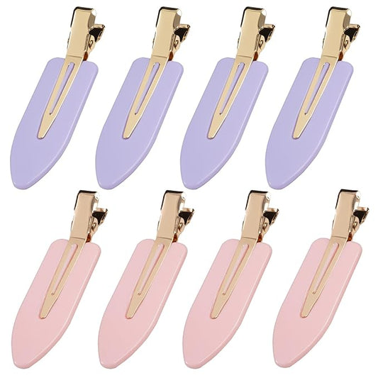 8 Pcs No Bend Hair Clips No Crease Duckbill Barrettes for Salon Hairstyle Women Girls - Flat Creaseless Alligator Hair Clips (Pink+Purple)