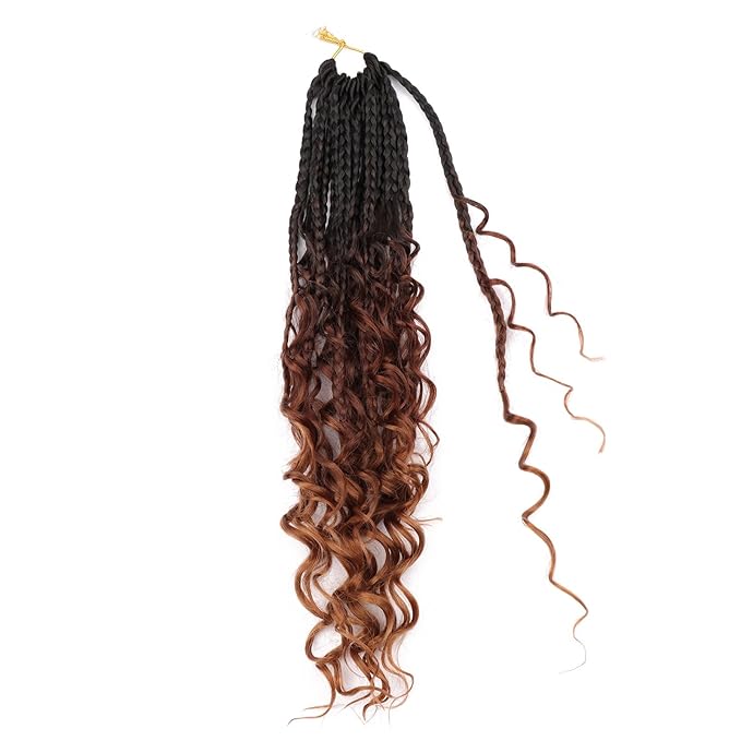 14 Inch Goddess Box Braids Crochet Hair for Black Women 8 Packs Crochet Box Braids Pre-looped Boho Box Braids Crochet Braids Synthetic Braiding Hair Extension 1b/33/30