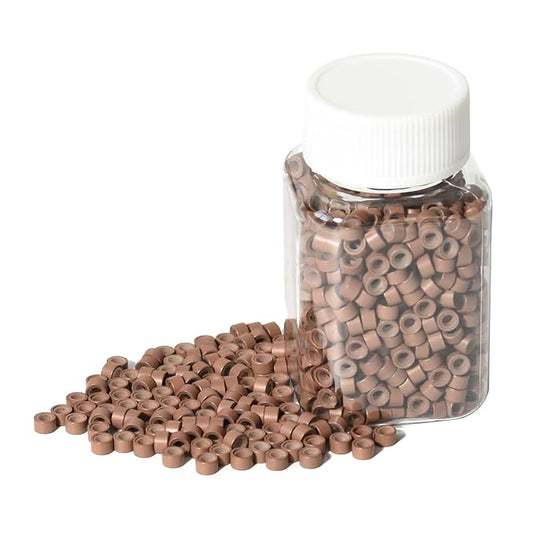 1000 Pcs 5.0 mm Silicone Lined Micro Links Rings Hair Extensions Beads Silicone Lined Beads for Human Hair Extensions and Feather Extensions (Light Brown)
