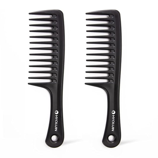 HYOUJIN Two Set Large Wide Tooth Comb Detangling Wet or Dry Combs for Shower, Hair Styling Brush for Natural, Curly, Long Hair for Women and Men