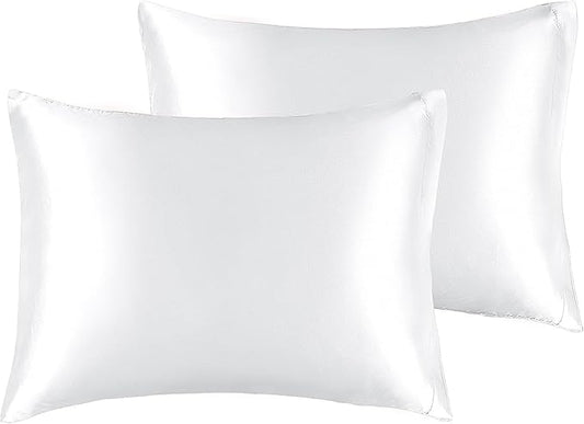 BEDELITE Satin Pillowcase for Hair and Skin, Super Soft and Cooling Similar to Silk Pillow Cases 2 Pack with Envelope Closure, Gift for Women Men(13"x18" Toddler Size, White)