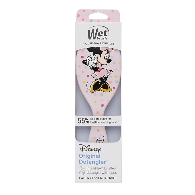 Wet Brush Original Detangling Hair Brush, Hello Disney Minnie Mouse - Ultra-Soft IntelliFlex Bristles - Detangler Brush Glide Through Tangles With Ease For All - For Women, Men, Wet & Dry Hair