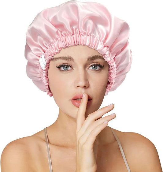 Silk Bonnet for Women 100% Mulberry Silk Sleep Cap 22 Momme Double Layer Hair Wrap for Curly Short Long Hair