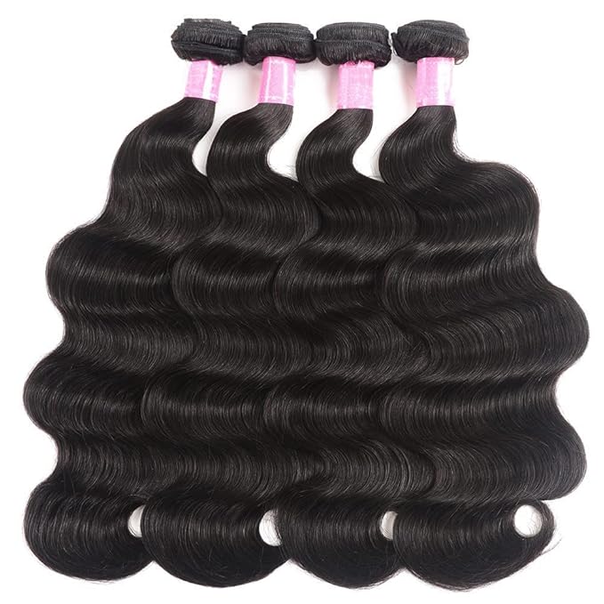 YISEA 12A Body Wave Human Hair 4 Bundles (18 16 14 12 inches) 100% Unprocessed Brazilian Virgin Human Hair Body Wave Bundles Natural Color Weave Extensions