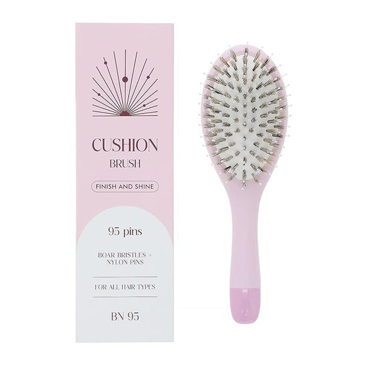 Boar Bristle Hair Brush -boar bristles + nylon pins， Smoothes & Detangles All Hair Types, Hairbrush for Women, Men & Kids, Distributes Oils for Natural Shine & Stimulates Scalp