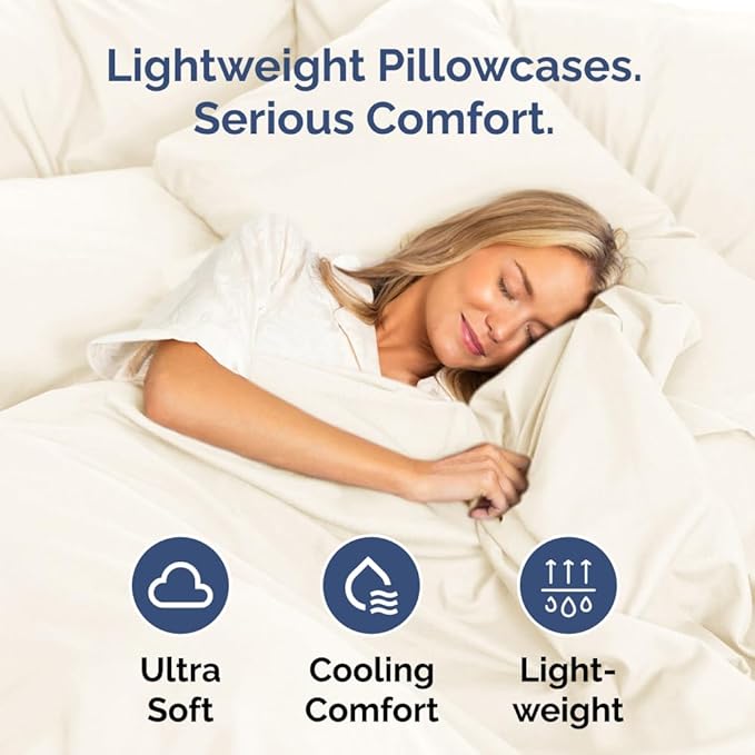 King Pillow Cases Set of 4 - Ultra Soft Hotel Quality Pillowcase Covers - Comfy, Cozy & Wrinkle Free - Shrinkage, Stain & Fade Resistant - Machine Washable Pillow Protectors - 4 Piece Set - Off White