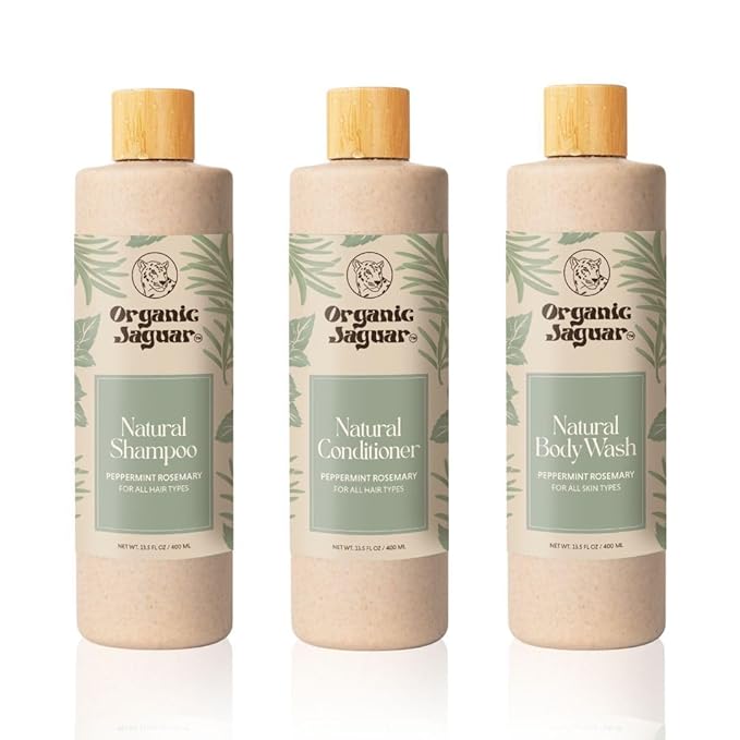 Organic Jaguar All Natural Conditioner, Peppermint Rosemary, Sulfate Free Conditioner with Vitamin E, Castor, Argan and Almond, Rosemary and Peppermint Oil, For All Hair, 13.5 fl oz