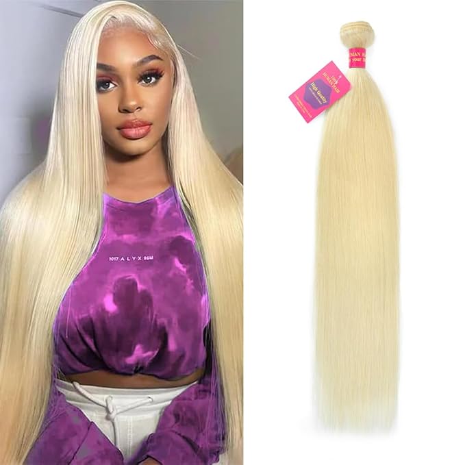613 Bundle Human Hair 14 Inch Straight Blonde 1 Bundle Human Hair 14A Grade 100% Unprocessed Brazilian Virgin 613 Straight 1 Bundle