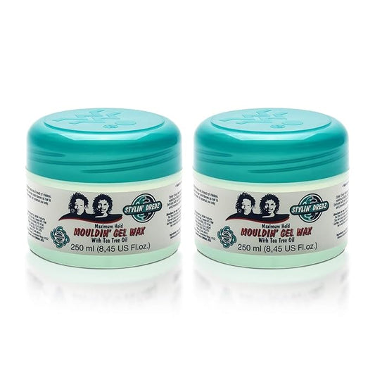 Stylin Dredz Mouldin' Gel Wax - Loc n Twist Gel - Dreadlock Gel Wax with Tea Tree Oil - 250 ml Pack of 2
