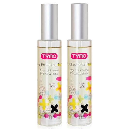 TYMO Heat Protectant for Hair with Argan Oil for Heated Styling Tools, Leave in Conditioner Spray to Smooth & Hydrate, Natural Pure Formulation, Multi-benefit Treatment, Lightweight Spray, Pack of 2