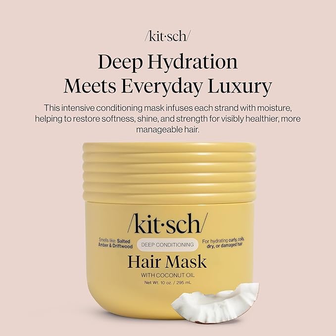 Kitsch Deep Conditioning Hair Mask – Moisturizing Hair Mask for Damaged Hair with Coconut Oil – Hydrating, Strengthening & Frizz-Reducing Hair Care Treatment for Curly, Coily & All Hair Types - 10 oz