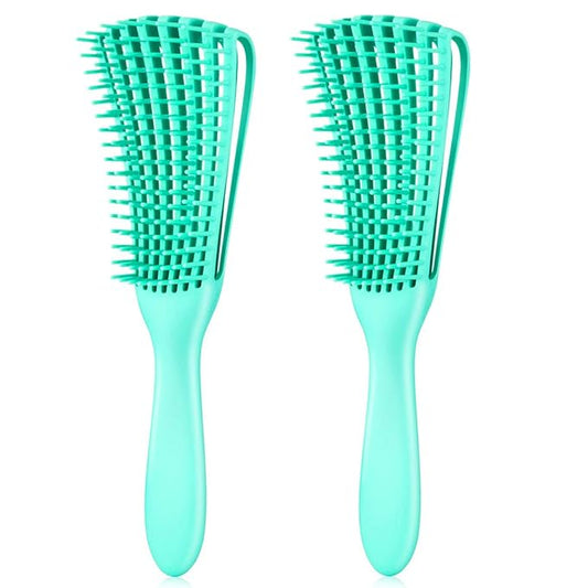 Detangling Brush for Afro/African Hair Textured 3a to 4c Kinky Wavy/Curly/Coily Hair, Knots Detangler Scalp Massage Comb for Women (2 pcs, Green)