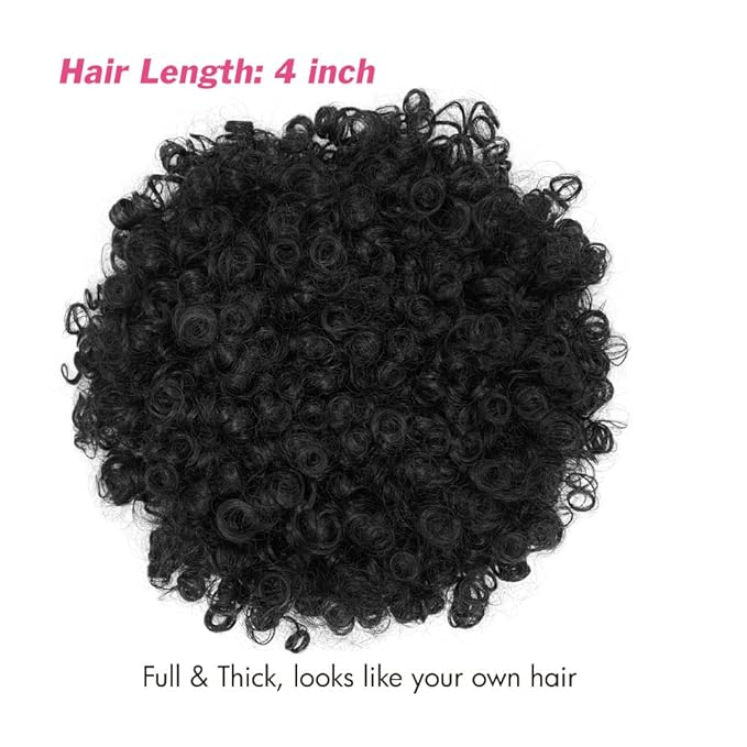 Afro Headband Wig Black Short Afro Kinky Curly Wigs for Black Women Glueless Afro Wigs with headbands attached Synthetic with 2 Clips(1b)