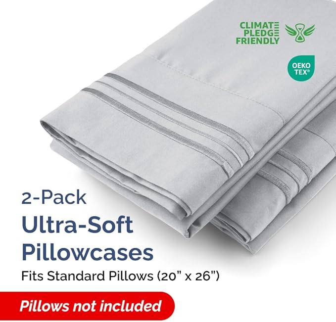 Standard Pillow Cases Set of 2 - Soft Hotel Quality Pillowcase Covers - Comfy & Wrinkle Free - Stain and Fade Resistant - Machine Washable Pillow Protectors - 2 Piece Set - Standard Size Steel Blue