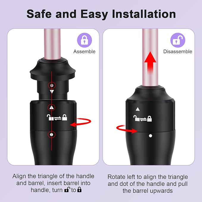 2-in-1 Curling Wand Set, 1/2 Inch Curling Iron with Interchangeable 0.5–1 Inch Ceramic Tapered Curling Wand, Fast-Heating Hair Curler with Adjust Temp, Dual Voltage Wand Curling Iron, Gift for Women