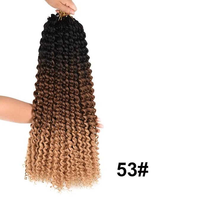 7 Packs Passion Twist Hair Braids 18 Inch Water Wave Synthetic Hair for Passion Twist Crochet Braiding Hair Goddess Locs Long Bohemian Curly (18inch, Ombre brown blonde)