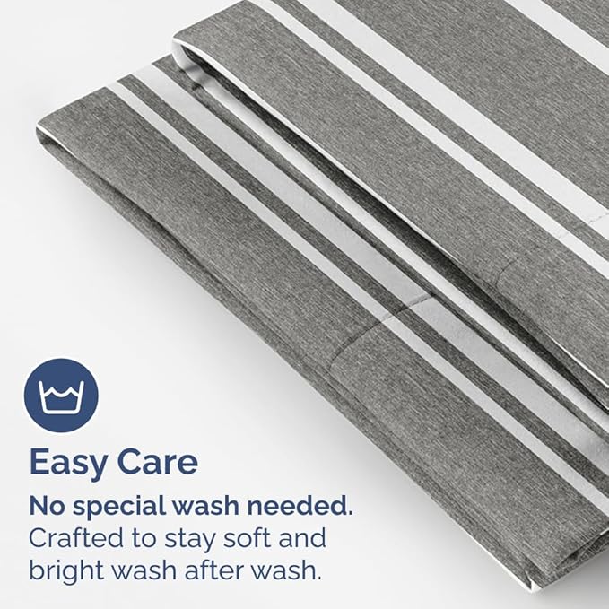 Queen Pillow Cases Set of 4 - Ultra Soft Hotel Quality Pillowcase Covers - Comfy, Cozy & Wrinkle Free - Shrinkage and Fade Resistant - Machine Washable Pillow Protectors - 4 Piece Set - Grey Stripes 3