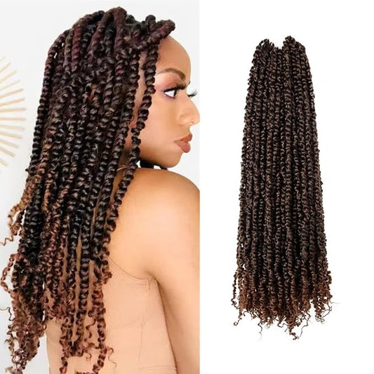 BOHOBABE Pre-twisted Passion Twist Crochet Hair 18 Inch Long Pre-looped Crochet Passion Twist Braiding Hair 8 Packs Soft Bohemian Twists (T30)