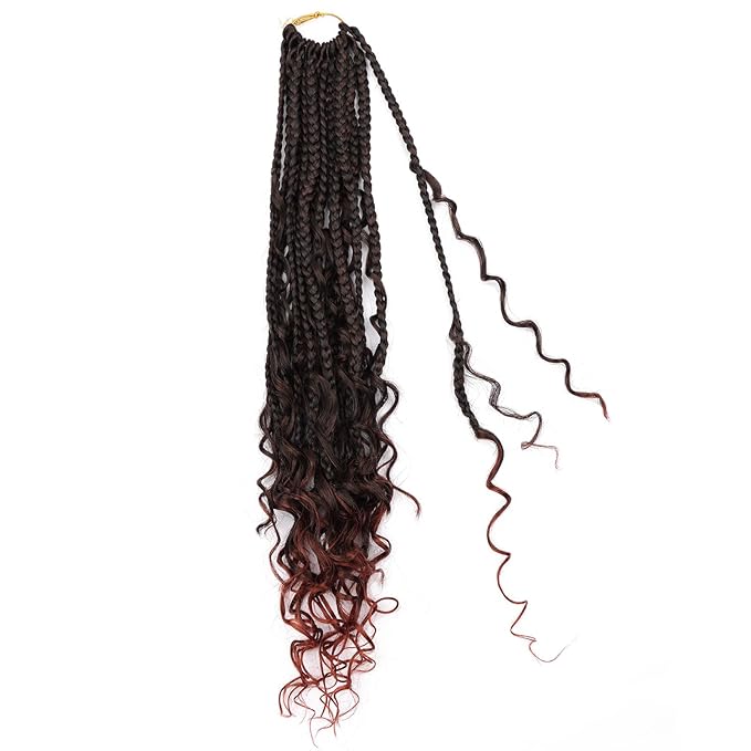18 inch Goddess Box Braids Crochet Hair for Black Women 8 Packs Crochet Box Braids Pre-looped Boho Box Braids Crochet Braids Synthetic Braiding T350