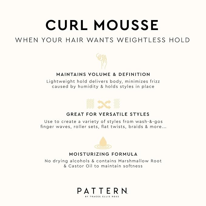 PATTERN Beauty by Tracee Ellis Ross Curl Mousse 8 fl oz- Volume and Hold for Curly Hair 3a-4c