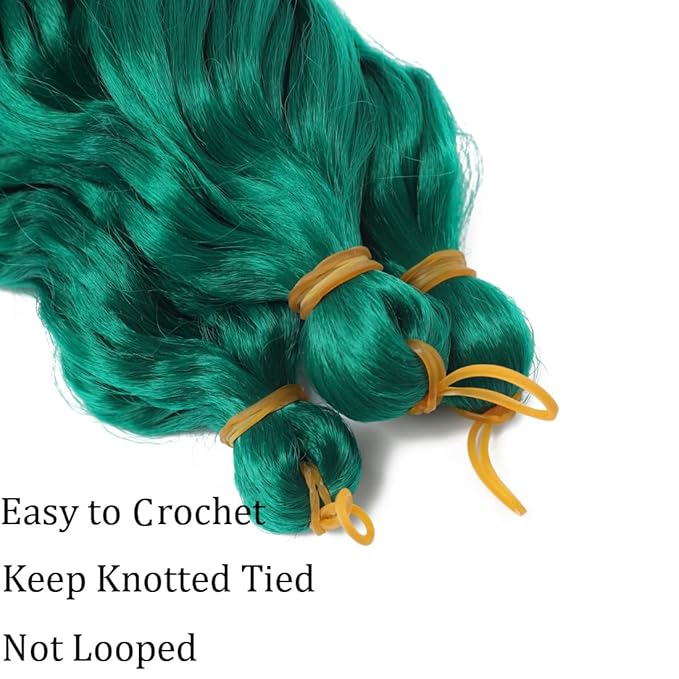 24 inch Ocean Wave Crochet Hair Deep Twist Crochet Hair Extensions Curly Braiding Hair 3 packs Long Wavy Braids For Women(24 inch, Green)