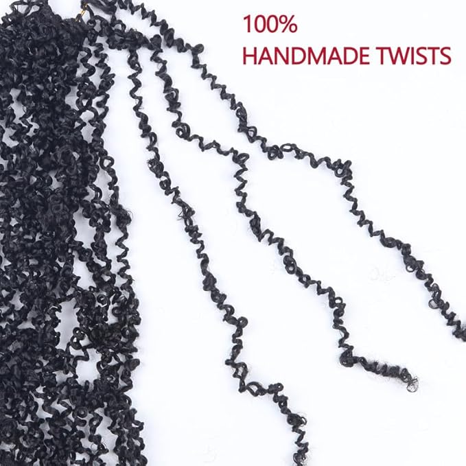 Yanky Twist Crochet Hair, PILLUGER Yaki Twists Hair Micro Spring Twist Braids,9 Packs Pre-looped passion Twist Brown Senegalese With Curls Crochet Synthetic Hair Extensions（16-1B）